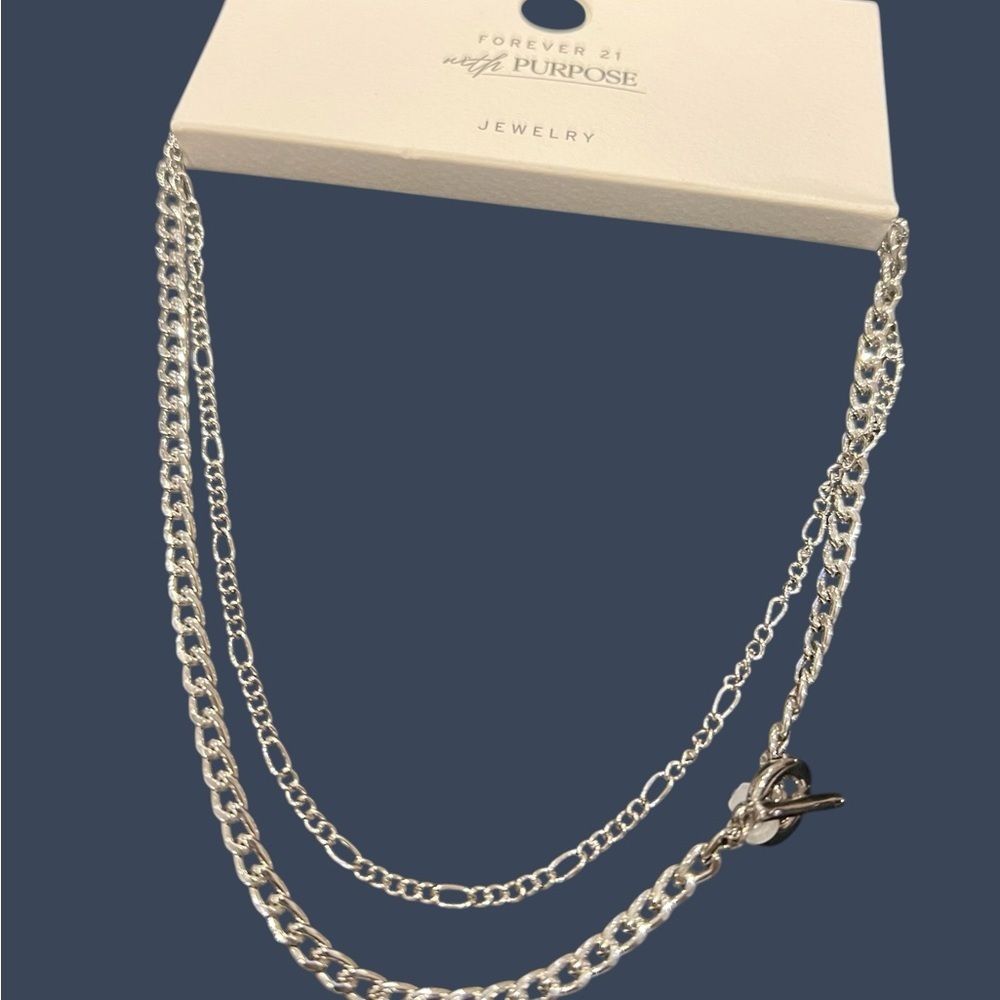 Forever 21 Silver-Tone Double Layer Chain Necklace